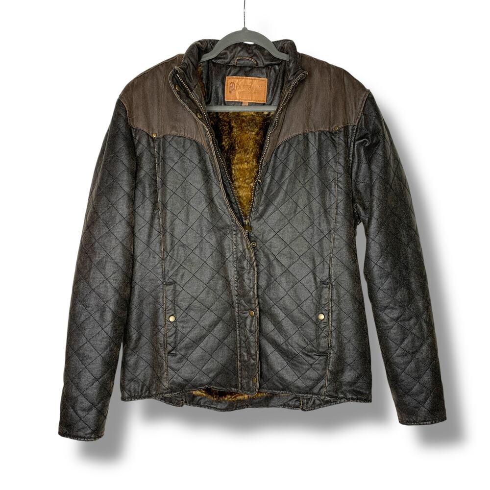 Outback Trading Company Womens Jacket Ranchwear Quilted Faux Shearling Size XL